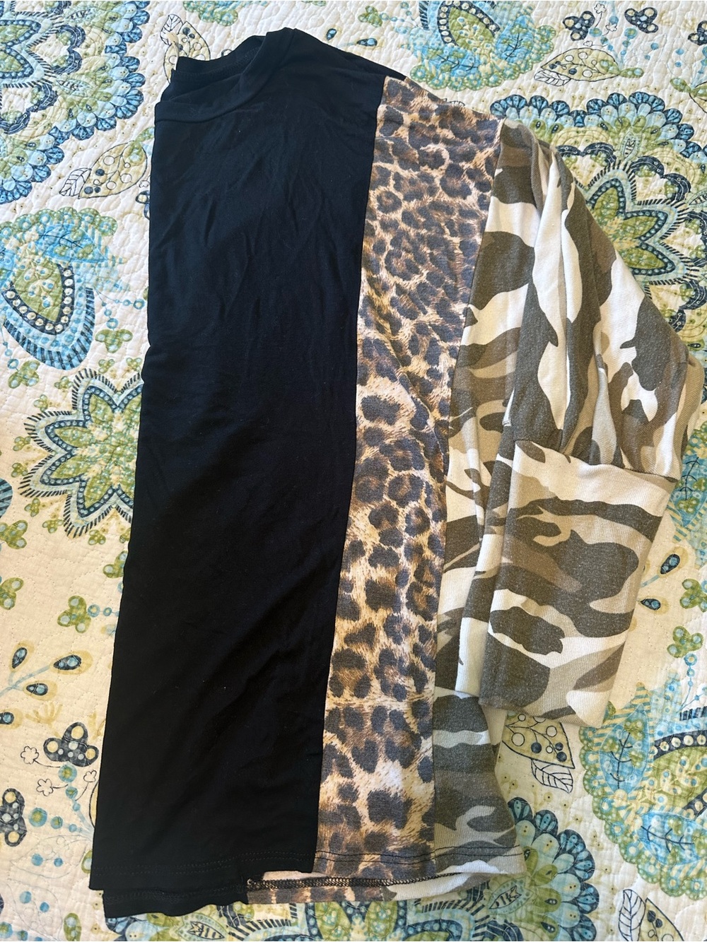 Sew In Love Colorblock Long Sleeve Top in Black, Leopard & Camo